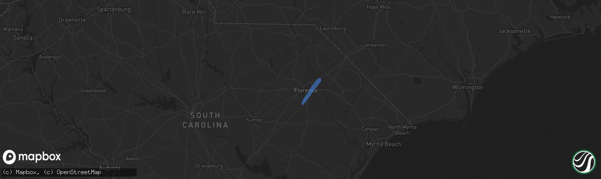 Hail map in Florence, SC on January 2, 2022