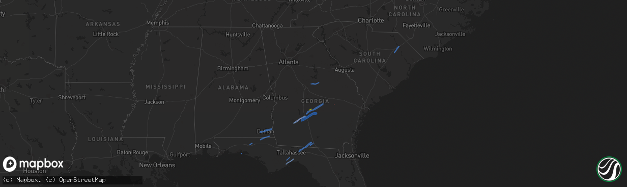 Hail map in Georgia on January 2, 2022