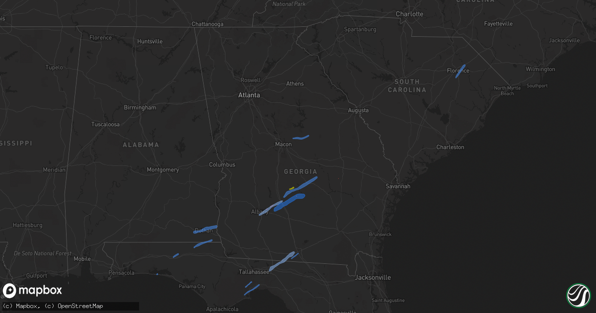 Hail map in Georgia on January 2, 2022