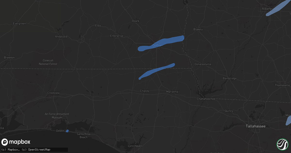 Hail map in Graceville, FL on January 2, 2022