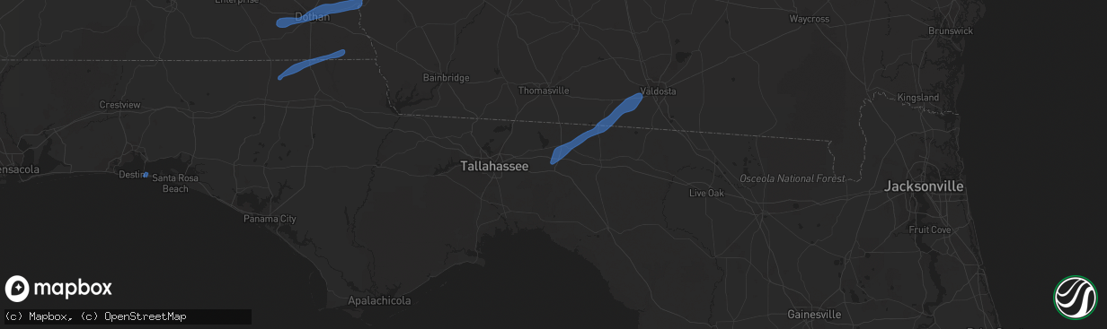 Hail map in Monticello, FL on January 2, 2022