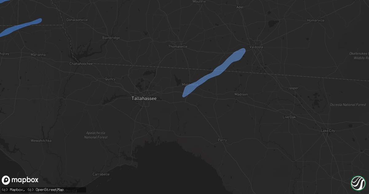 Hail map in Monticello, FL on January 2, 2022