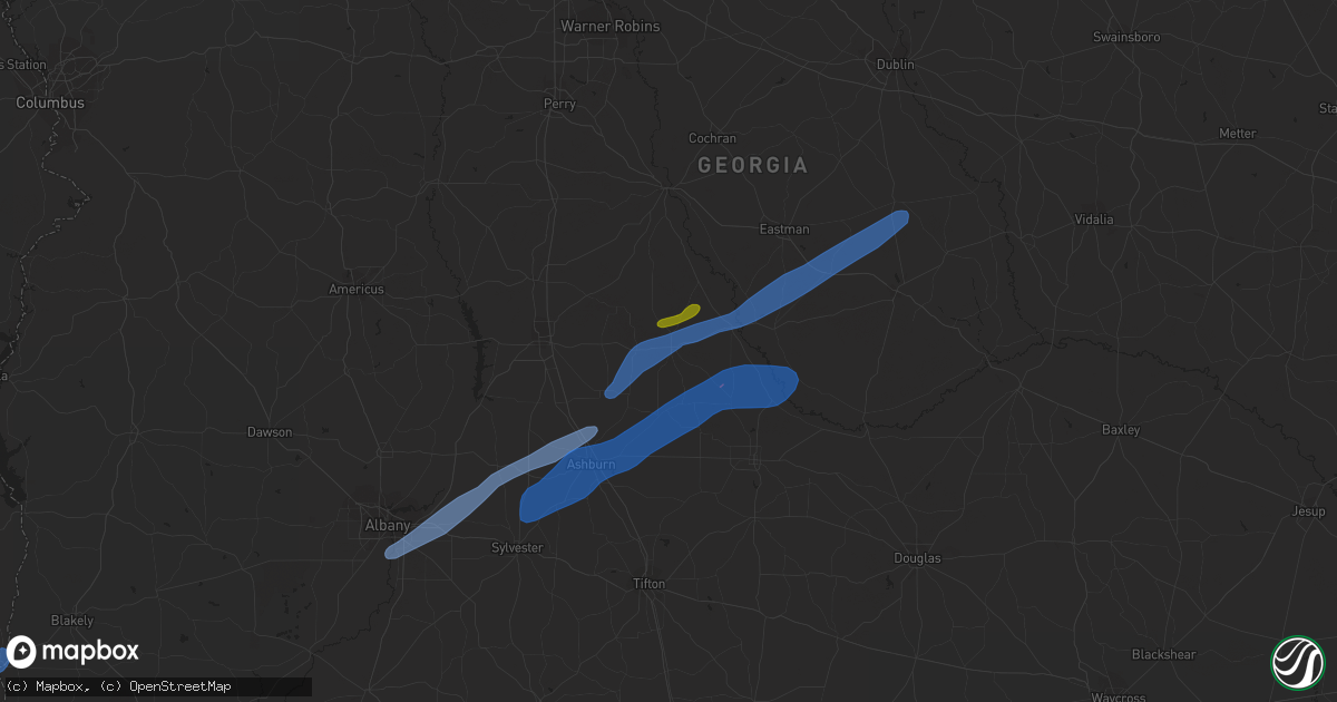 Hail map in Rochelle, GA on January 2, 2022