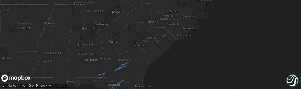 Hail map in South Carolina on January 2, 2022