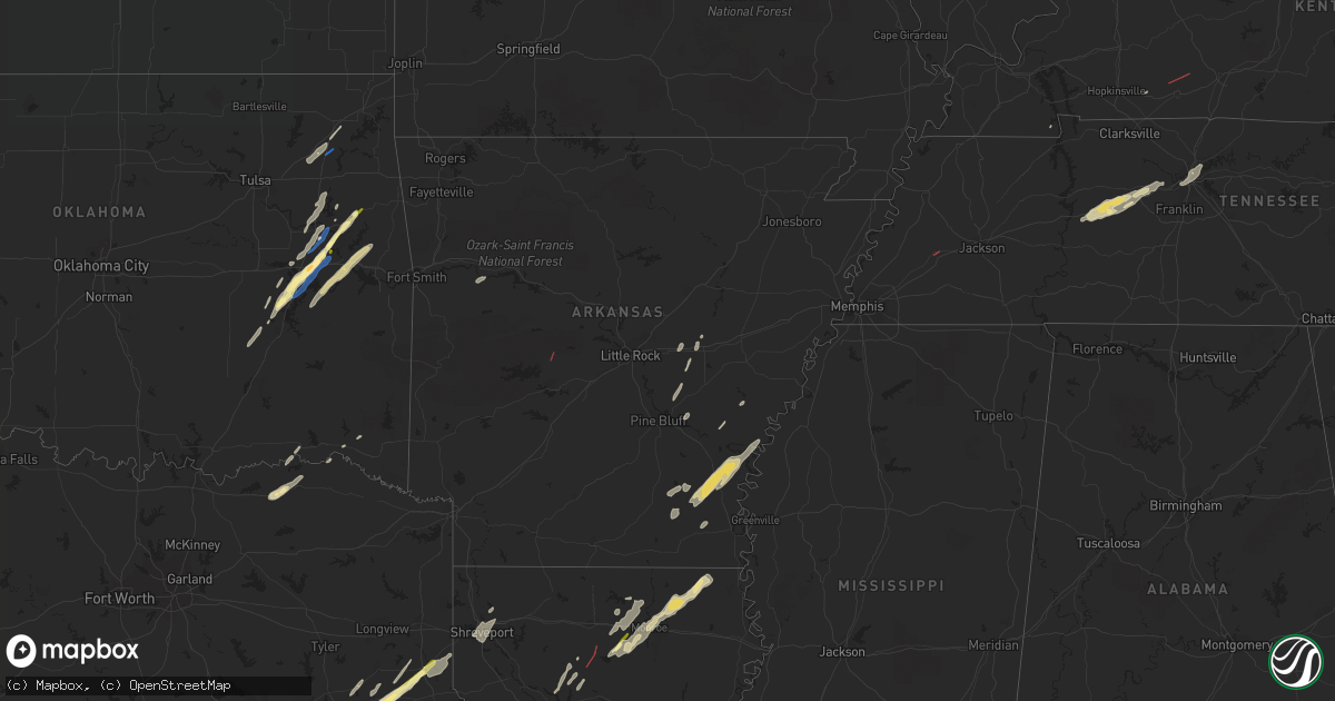 Hail map in Arkansas on January 2, 2023