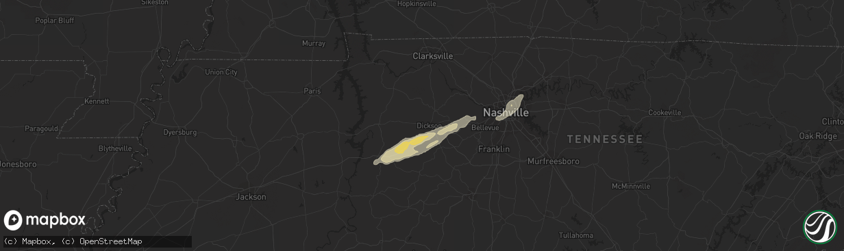 Hail map in Dickson, TN on January 2, 2023
