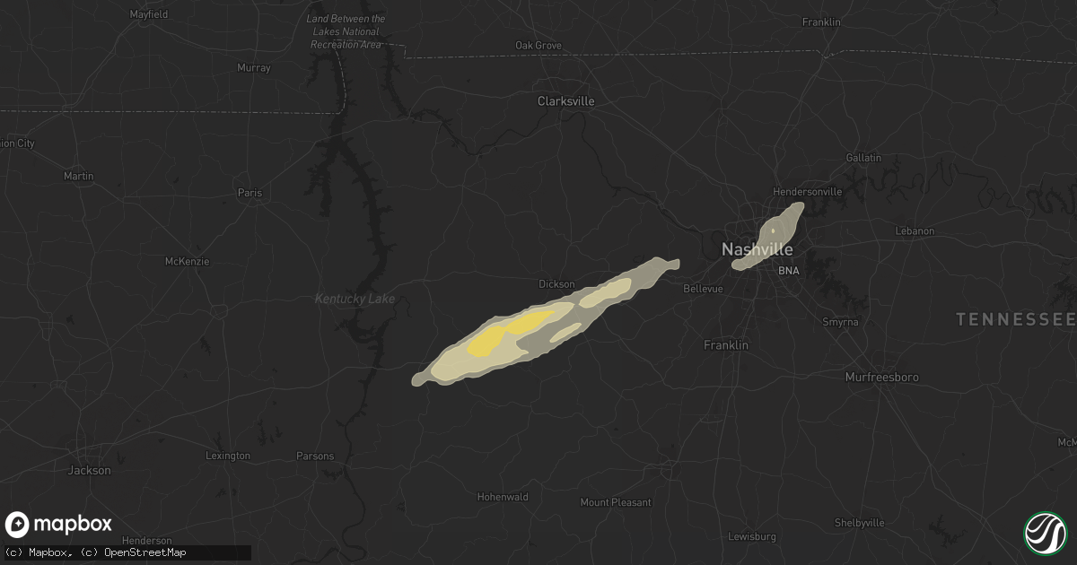 Hail map in Dickson, TN on January 2, 2023