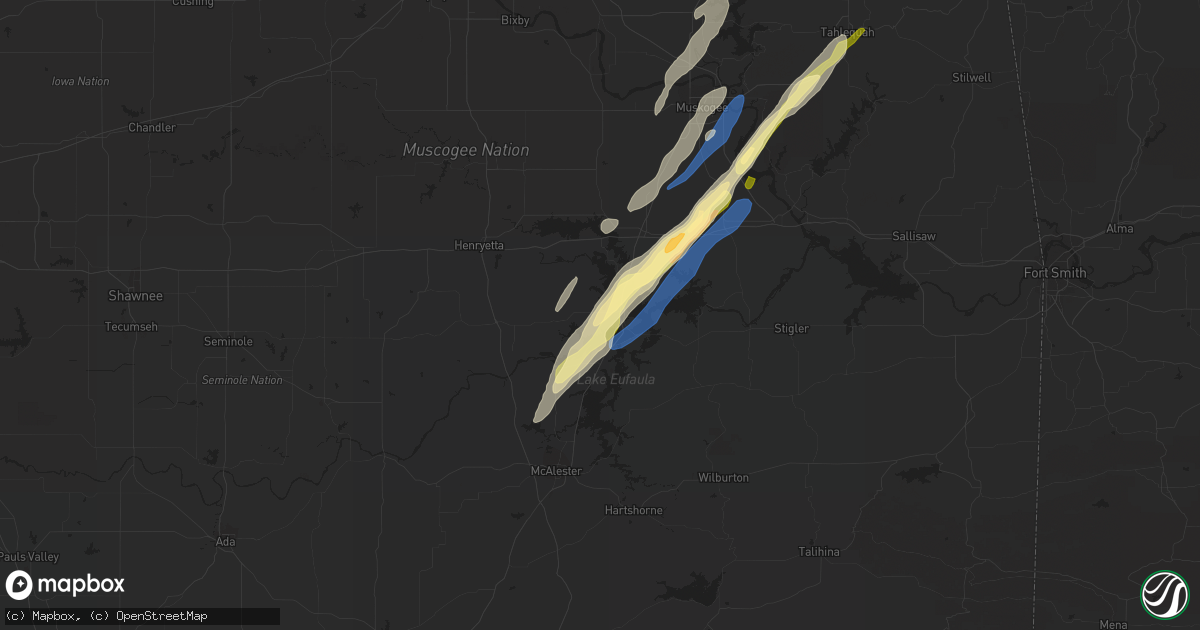 Hail map in Eufaula, OK on January 2, 2023