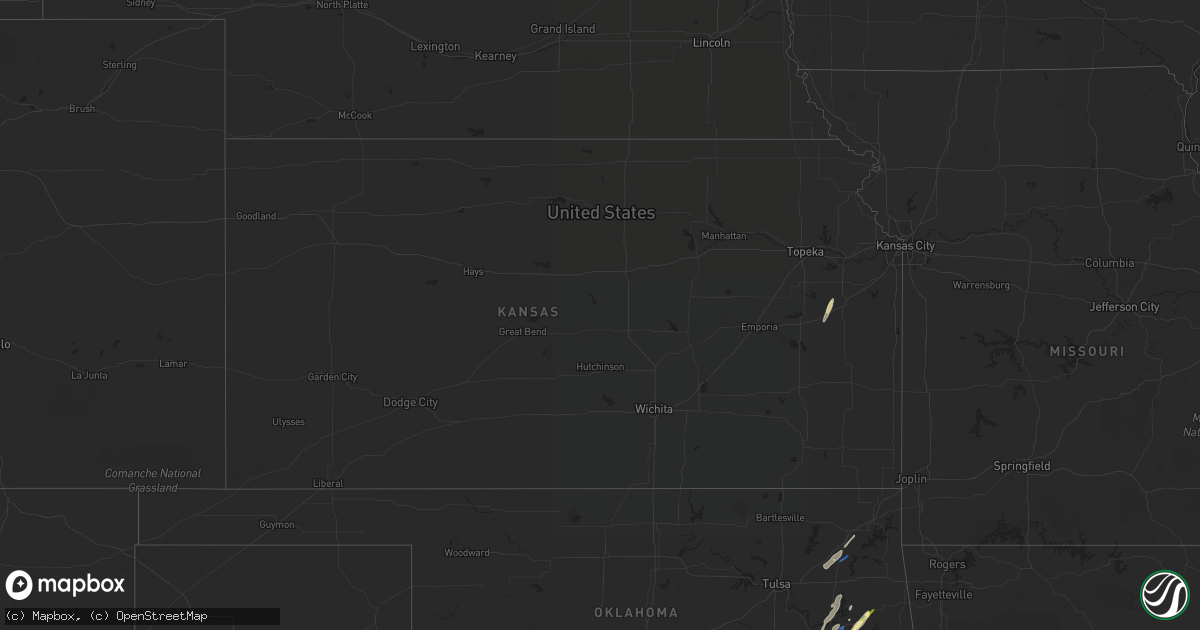 Hail map in Kansas on January 2, 2023