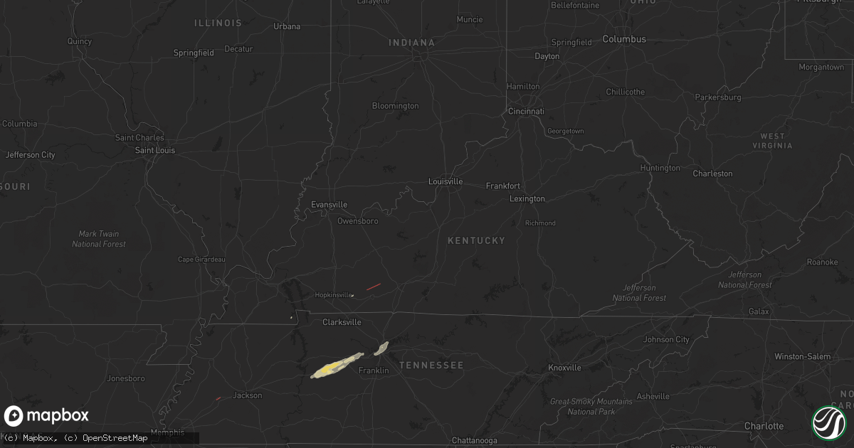 Hail map in Kentucky on January 2, 2023