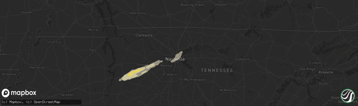 Hail map in Madison, TN on January 2, 2023