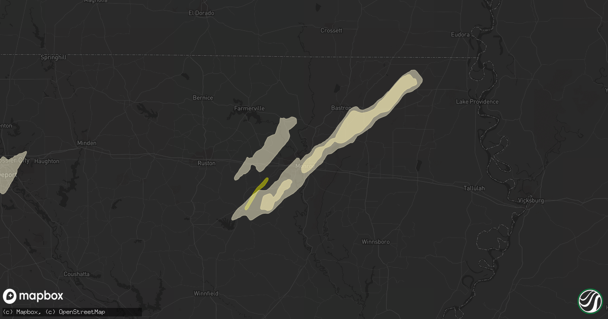 Hail map in Monroe, LA on January 2, 2023