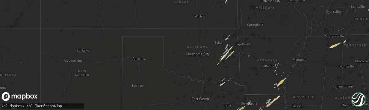 Hail map in Oklahoma on January 2, 2023
