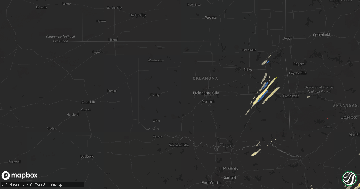 Hail map in Oklahoma on January 2, 2023
