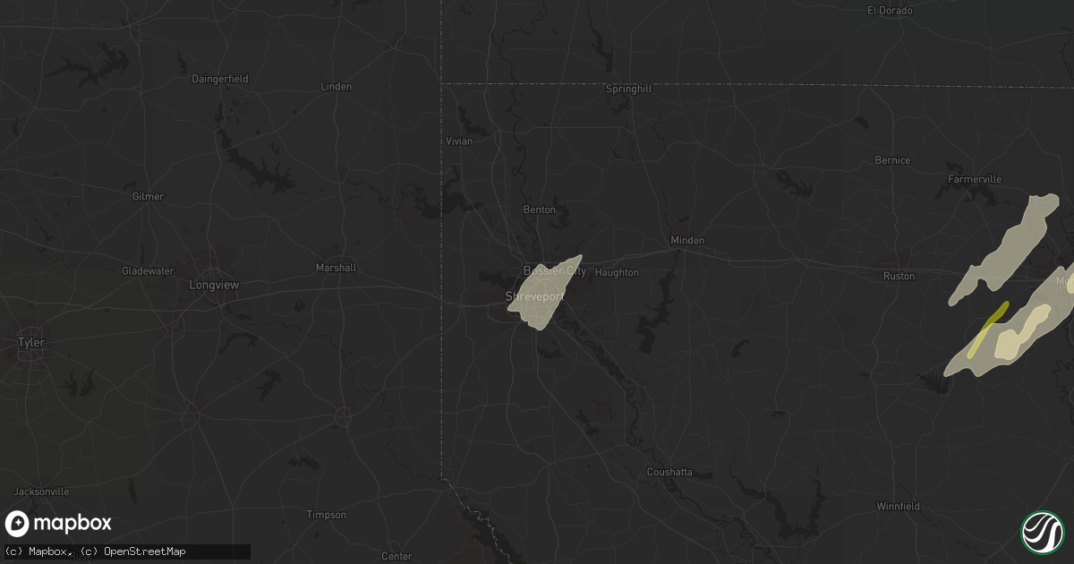 Hail map in Shreveport, LA on January 2, 2023
