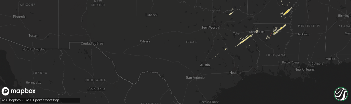 Hail map in Texas on January 2, 2023