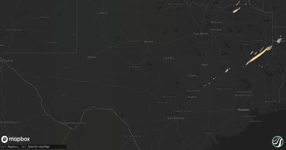 Hail map in Texas on January 2, 2023