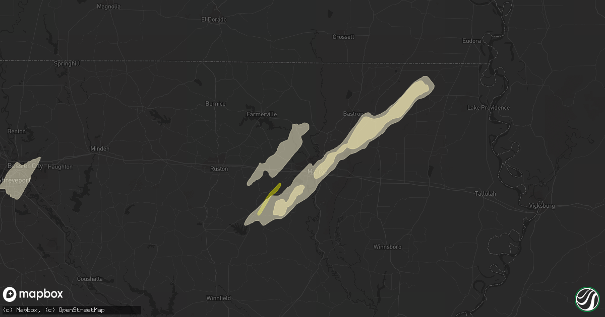 Hail map in West Monroe, LA on January 2, 2023