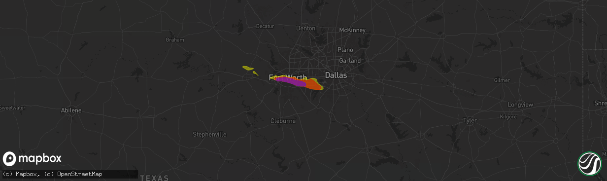 Hail map in Arlington, TX on January 3, 1900