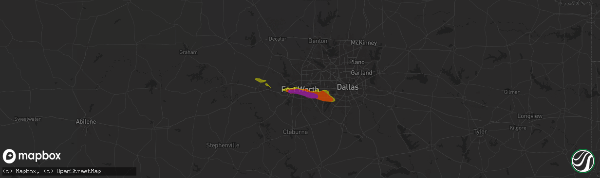 Hail map in Fort Worth, TX on January 3, 1900