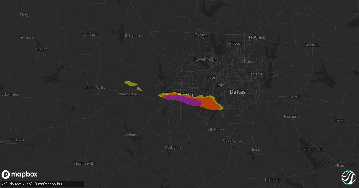 Hail map in Fort Worth, TX on January 3, 1900