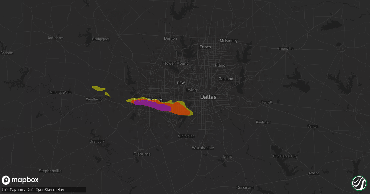 Hail map in Grand Prairie, TX on January 3, 1900