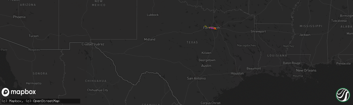 Hail map in Texas on January 3, 1900