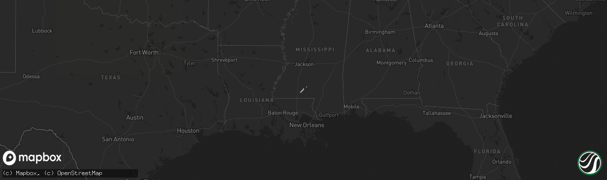 Hail map in Mississippi on January 3, 2015