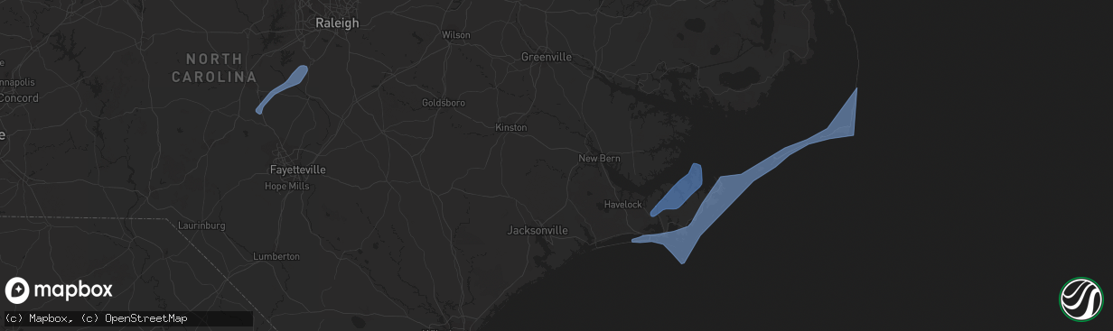 Hail map in Atlantic Beach, NC on January 3, 2022