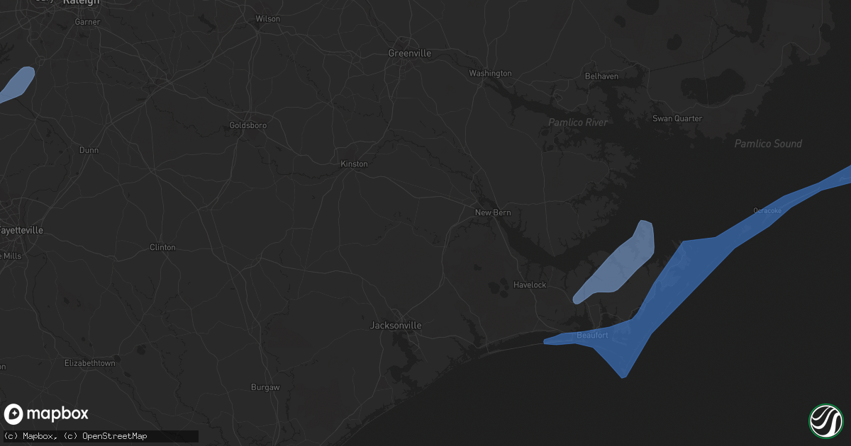 Hail map in Beaufort, NC on January 3, 2022