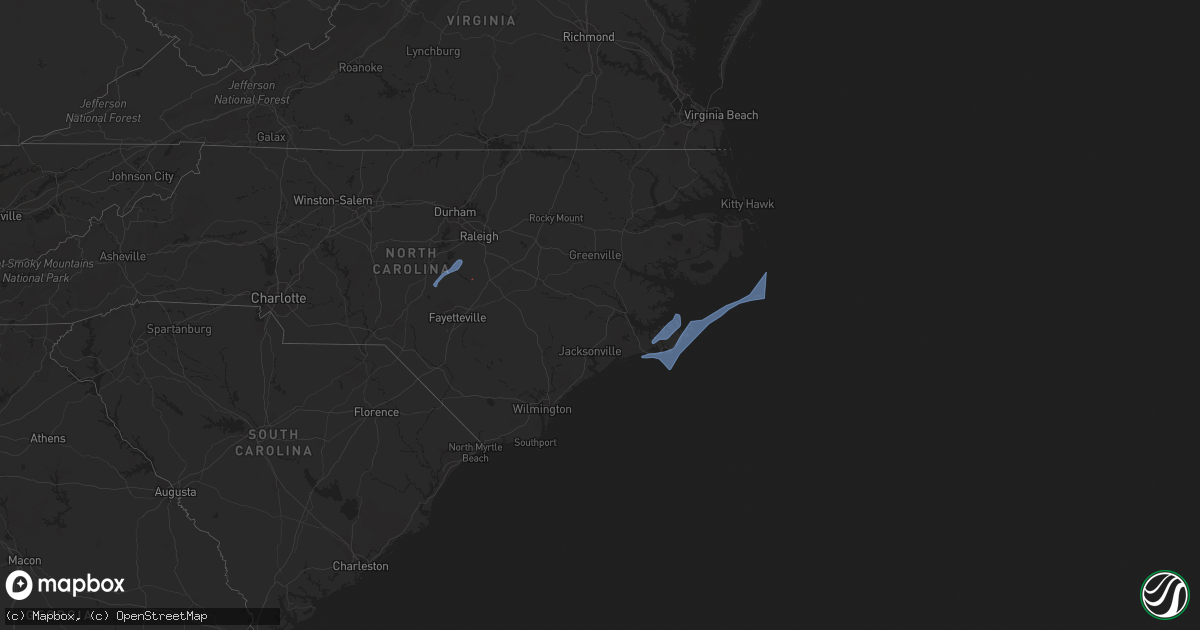 Hail map in North Carolina on January 3, 2022