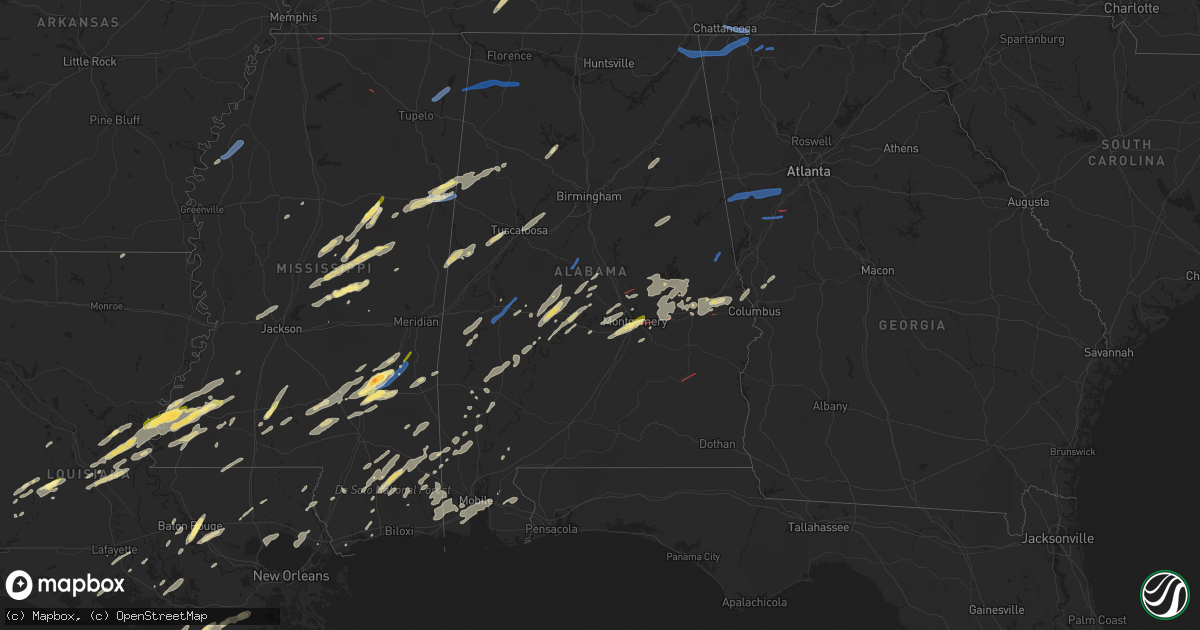 Hail map in Alabama on January 3, 2023