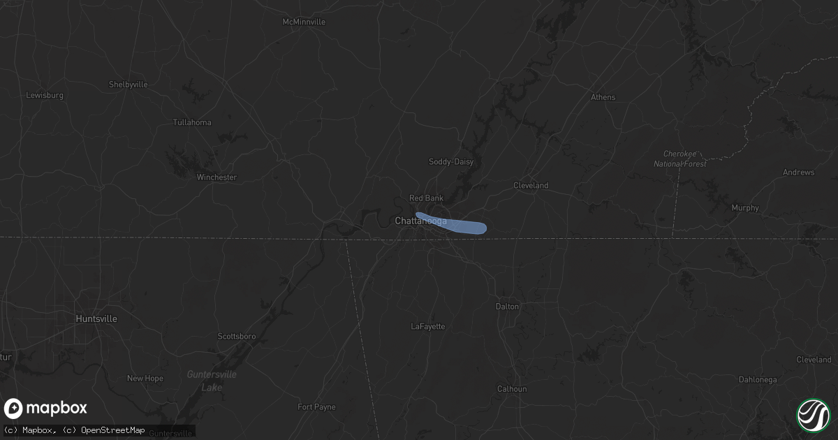 Hail map in Chattanooga, TN on January 3, 2023