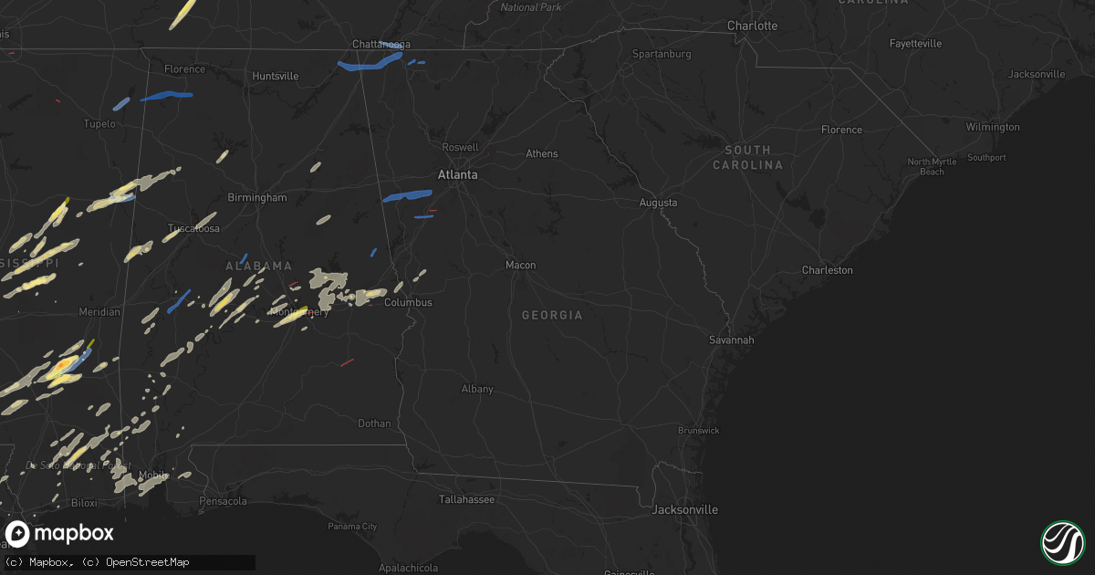 Hail map in Georgia on January 3, 2023