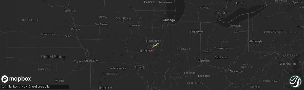 Hail map in Illinois on January 3, 2023