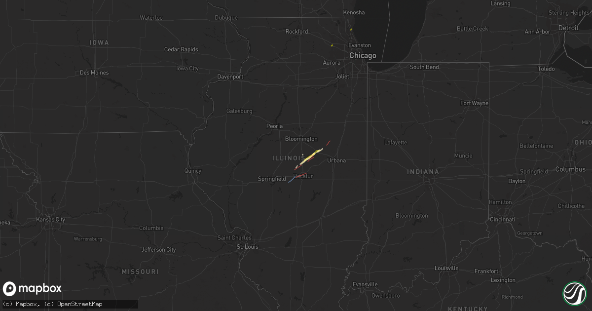 Hail map in Illinois on January 3, 2023