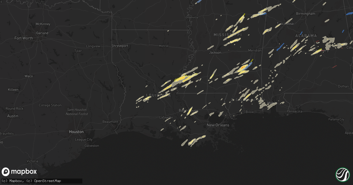 Hail map in Louisiana on January 3, 2023