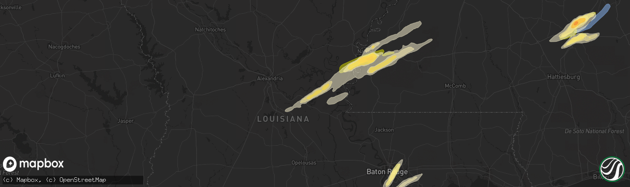 Hail map in Marksville, LA on January 3, 2023