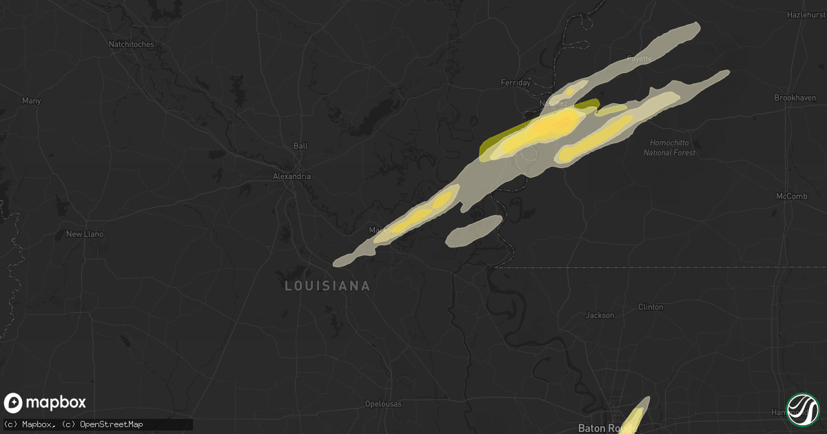 Hail map in Marksville, LA on January 3, 2023