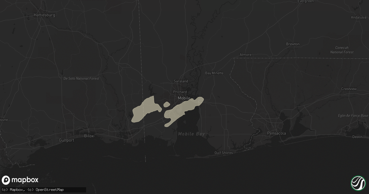 Hail map in Mobile, AL on January 3, 2023