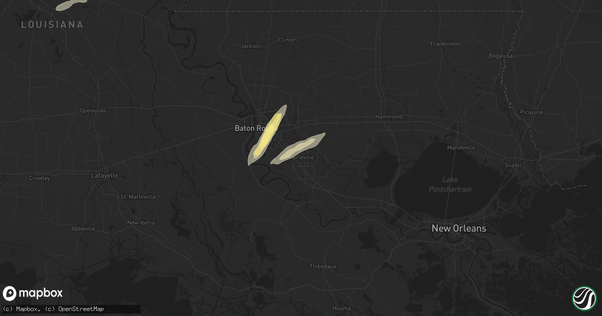 Hail map in Prairieville, LA on January 3, 2023