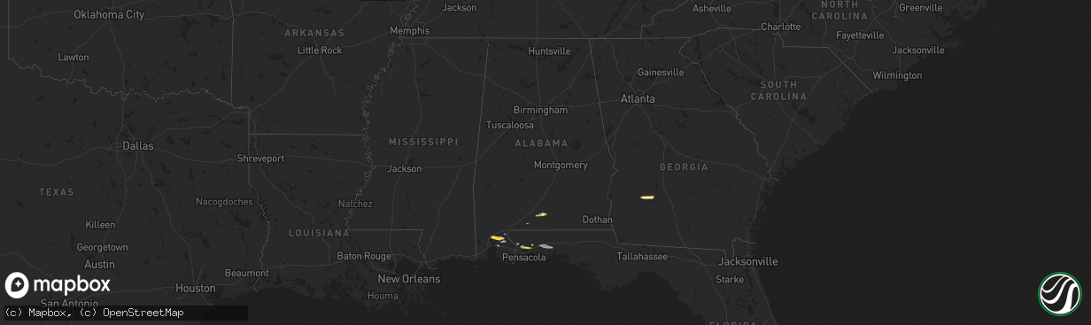 Hail map in Alabama on January 3, 2026