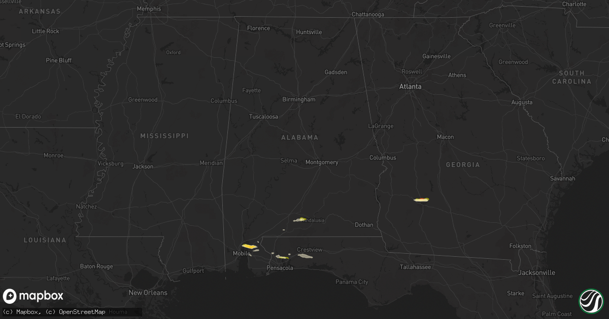 Hail map in Alabama on January 3, 2026