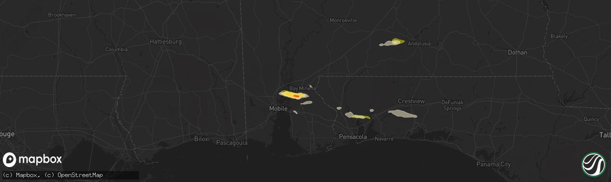 Hail map in Bay Minette, AL on January 3, 2026