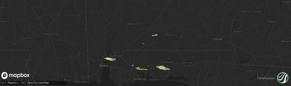 Hail map in Brewton, AL on January 3, 2026