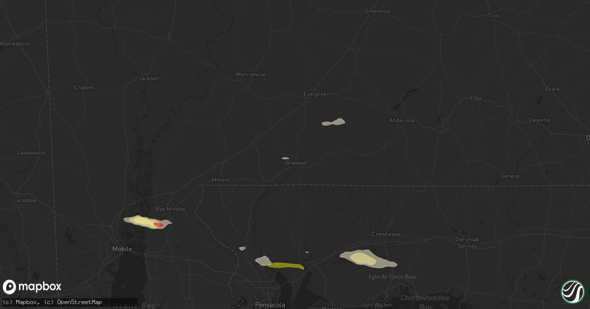Hail map in Brewton, AL on January 3, 2026