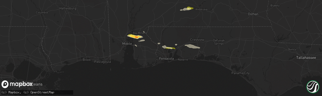 Hail map in Cantonment, FL on January 3, 2026