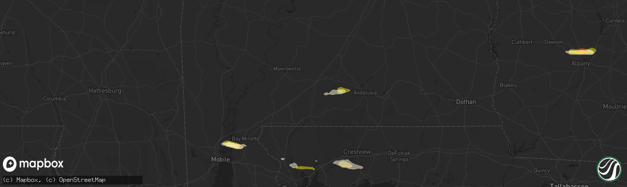 Hail map in Castleberry, AL on January 3, 2026
