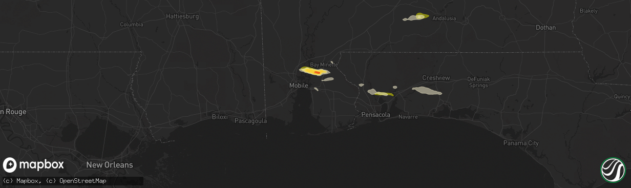 Hail map in Daphne, AL on January 3, 2026