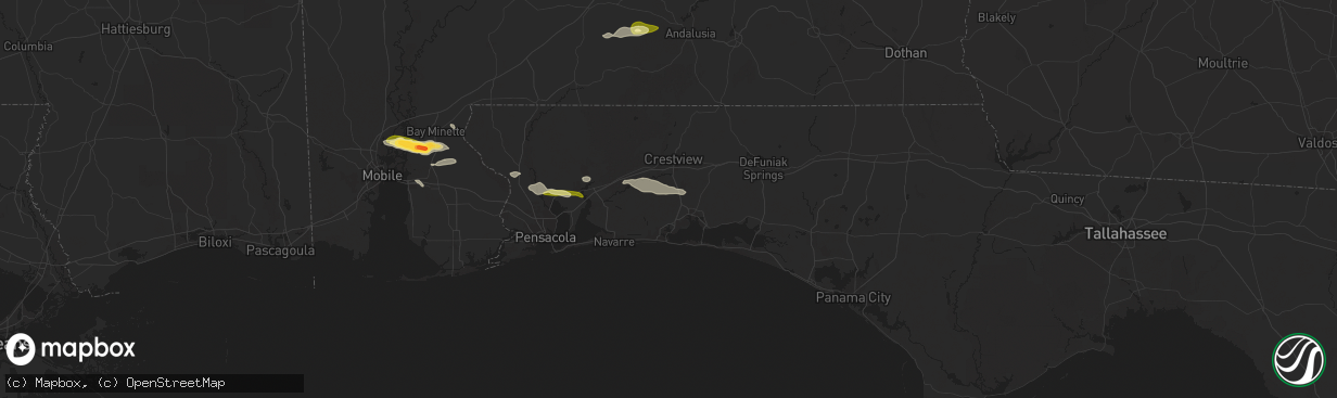 Hail map in Eglin Afb, FL on January 3, 2026
